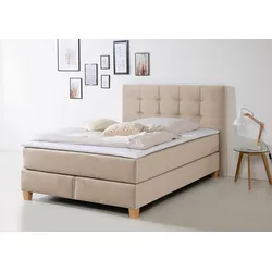 Boxspringbett HOME AFFAIRE "Moulay", beige, B:154cm L:211cm, Komplettbetten, Boxspringbett, inkl. Topper, in 3 Härtegraden, TFK auch in Härtegrad 4