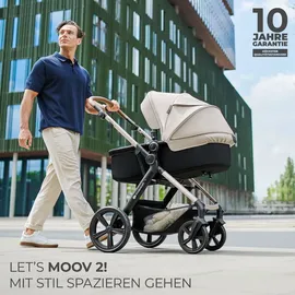 Kinderkraft MOOV 2 3-in-1 Moonlight Grey, Kinderwagen 3 in 1 Kinderwagenset bis 22 kg mit EVA-Rädern