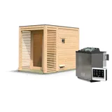 Woodfeeling Karibu Gartensauna Saunahaus Angkor 1 9 kW Bio-Kombiofen inkl. Steuergerät inkl. 8-teiligem gratis Zubehörpaket (Gesamtwert 191,92€)