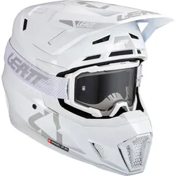 Leatt 7.5 Motocross Helm mit Brille, weiss, Größe XL für Männer