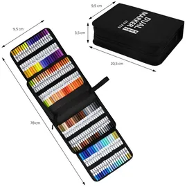 ECD Germany Dual Brush Pen Set 120 Farben, Wasserbasis Doppelfasermaler Set