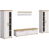 Home Affaire Wohnwand HOME AFFAIRE "Cosenza", weiß (sibu lärche nachbildung), B:316cm H:161cm T:40cm, Kastenmöbel-Sets, Wohnwand, Cosenza, Breite: 336 cm, 2xVitrine, Lowboard, Wandboard