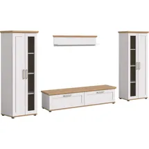 Home Affaire Wohnwand HOME AFFAIRE "Cosenza", weiß (sibu lärche nachbildung), B:316cm H:161cm T:40cm, Kastenmöbel-Sets, Wohnwand, Cosenza, Breite: 336 cm, 2xVitrine, Lowboard, Wandboard