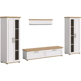 Home Affaire Wohnwand HOME AFFAIRE "Cosenza", weiß (sibu lärche nachbildung), B:316cm H:161cm T:40cm, Kastenmöbel-Sets, Wohnwand, Cosenza, Breite: 336 cm, 2xVitrine, Lowboard, Wandboard