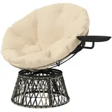 Outsunny Papasansessel Rattan 360° drehbar Korbsessel mit Kissen Durchmesser 90 cm runder Outdoor Rattansessel Drehsessel Loungesessel Liegesessel