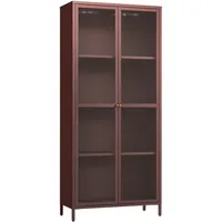 [en.casa] Vitrinenschrank Säkylä Stahl 180x80x35 cm Bordeauxrot
