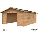 Palmako Holzgarage Roger ohne Tor Braun tauchgrundiert 450 cm x 550 cm