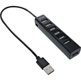 InLine InLine® USB Hub, 7 Port, schwarz, mit USB DC Kabel, schwarz