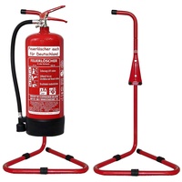 Brandengel® Universalständer gerade Rohrstahl rot lackiert mit Griff und montierten Halter Ständer geeignet für 1 Feuerlöscher der Größe 6/9/12 kg/L