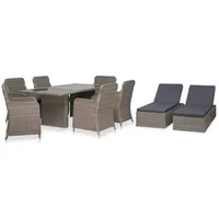 vidaXL 9-tlg. Garten-Essgruppe Poly Rattan Braun