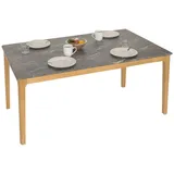 Mendler Esszimmertisch HWC-M55, Tisch Esstisch, Massiv-Holz HDF Laminat Melamin 135x80cm, Marmor/Stein-Optik, helle Beine