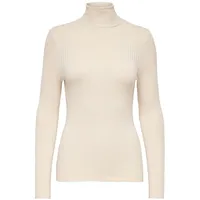 Only Damen Struktur Rollkragen Pullover Rundhals Feinstrick Sweater Stretch Oberteil ONLKAROL NOOS, Farben:Creme, Größe:S