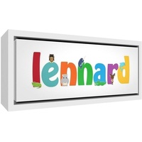 Little Helper LENNARD1542-FC-15DE Holz gerahmte Leinwanddruck Personalisiert mit Jungennamen, Lennard, Klein, 19 x 46 x 3 cm