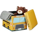 Relaxdays Faltbare Spielzeugkiste Schulbus 32 x 48 x 32 cm 1-tlg. gelb