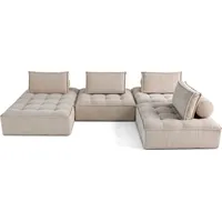 Best Möbel Marisol - wohnlandschaft modular 7-Sitzer - texturierter Samt , Beige - Beige