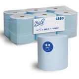 Scott Handtuchhandtücher 6668, 1-lagiges blaues Handtuchpapier, mit Airflex-Technologie, Papierhandtücher für den Lebensmittelkontakt zugelassen, 6 x 304 m