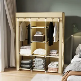 Homcom Stoffschrank, Faltschrank, Kleiderschrank mit Kleiderstangen, 8 Ebenen,