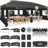 COBIZI Faltpavillon 3x6 Pavillon wasserdicht Winterfest, Pop Up Pavillon Klappbar 3x6 Zelt mit 6 Seitenwnden mit Belüftungsöffnungen, Sandsack|Gardenpavillon Partyzelt für Markt, Freien Event,Schwarz