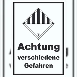 Schild verschiedene Gefahren Stoffe Material miscellaneous hochkant A4 (210x297mm)