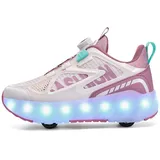 ENEN Schuhe mit Rollen für Jungen & Mädchen, Turnschuhe mit 4 Rollen Versenkbarer Schuhe mit Rollen Kinder 2-in-1 Roller Schuhe - Outdoor Turnschuhe (4 Rollen 36 EU) - 36 EU