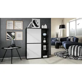 Vladon Highboard 79 x 105,5 x 35,5 cm Schwarz matt / Weiß matt