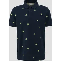 S.Oliver Poloshirt mit All-over-Print und Kontrast-Details, Herren, blau, L