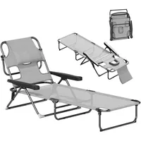 Outsunny Gartenliege, Dunkelgrau, Metall, 72x89x194 cm, Gartenmöbel, Gartenliegen