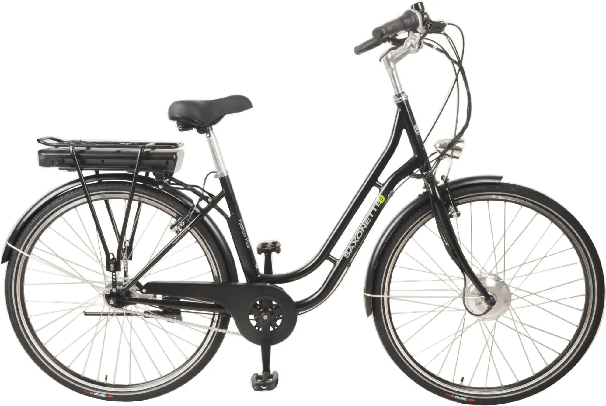 E-Bike SAXONETTE "Fashion Plus" E-Bikes Gr. 45 cm, 28 Zoll (71,12 cm), schwarz E-Bikes Pedelec, Elektrofahrrad für Damen u. Herren, Cityrad