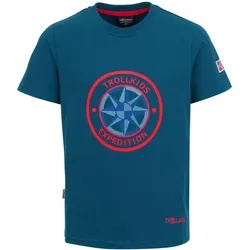 Kinder T-Shirt Windrose T Petrolblau/Rot Gr. 116 - 6 Jahre