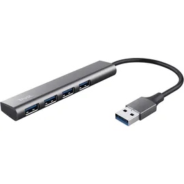 Trust Halyx-4-port 1+4 Port USB 3.1 Gen 1-Hub Dunkelgrau
