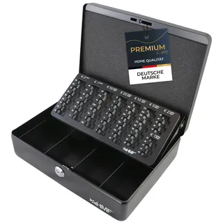 HMF 10015-02 Geldkassette mit Münzzählbrett 30 x 24 x 9 cm, Schwarz