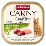 animonda Carny Adult Country Katzenfutter, Nassfutter für Katzen in der praktischen Portionsschale mit Huhn, Kalb + Reh, 32 x 100g