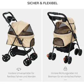 PawHut Hundewagen 1-tlg Khaki 67 x 45 x 96 cm