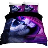 Tomifine Bettwäsche 240x220 cm Liebe Totenkopf Bettwäsche 3 teilig Mikrofaser Bettbezug Gothic Skull Motiv Bettwäsche Set mit Reißverschluss und 2 Kissenbezug 50x75 cm, Totenkopf j