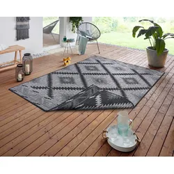 Teppich NORTHRUGS "Malibu Wendeteppich", blau (nachtblau, silberfarben), B:160cm H:5mm L:230cm, Kunstfaser, Teppiche, In-& Outdoor, Wetterfest, Balkon, Läufer, Wohnzimmer, Wasserfest
