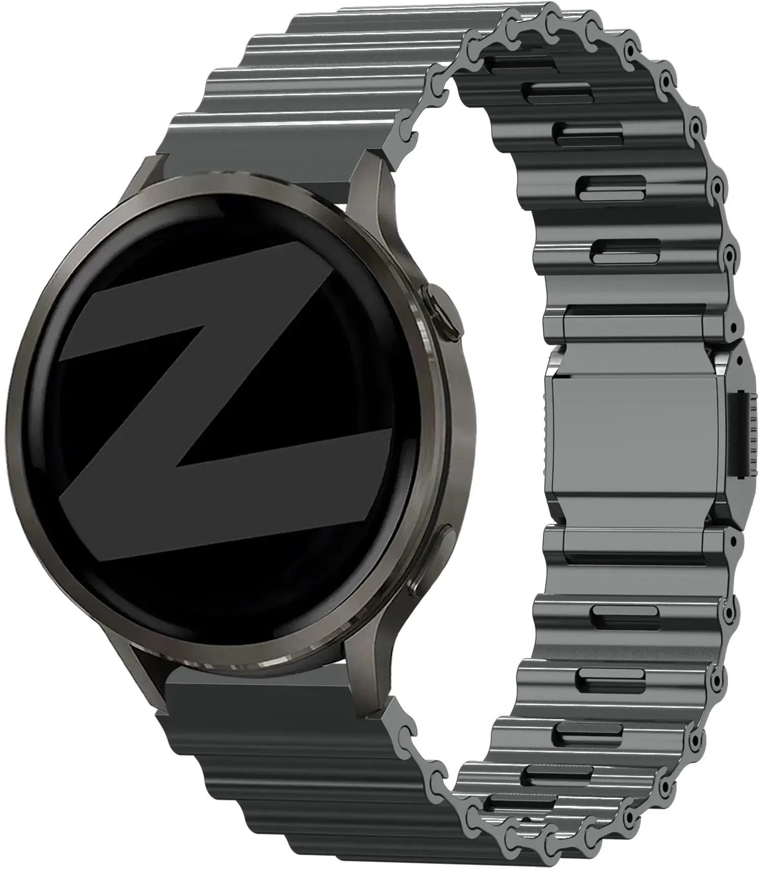Bandz Noise Noisefit Halo Plus Armband Stahl 'Ocean' für Noise Noisefit Halo Plus - Graphit - Clip Verschluss