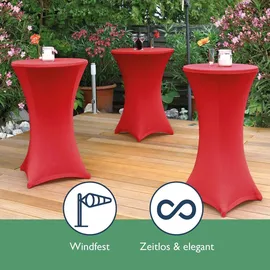 Beautissu Stehtischhusse Stella Rot Ø 70-75 cm 2er Set