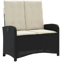 Furnicato Gartenbank Verstellbar mit Kissen Schwarz Poly Rattan
