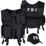 Black Snake SWAT FBI Security Police Agenten Kostüm Einsatzweste und Baseball Cap (FBI, XL/XXL) - XL-XXL