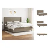 vidaXL Boxspringbett mit Matratze Taupe 200x200 cm Stoff