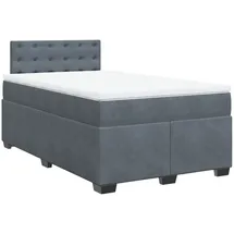 vidaXL Boxspringbett mit Matratze Dunkelgrau 120x200 cm Samt