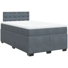 vidaXL Boxspringbett mit Matratze Dunkelgrau 120x200 cm Samt