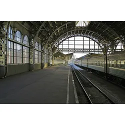 Fototapete PAPERMOON "Leerer Bahnhof", bunt, B:3,50m L:2,60m, Vlies, Tapeten