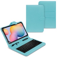 UC-Express Tasche kompatibel für Samsung Galaxy Tab S6 Lite Hülle Keyboard Case Tastatur QWERTZ Standfunktion USB, Farben:Türkis