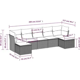 vidaXL Gartensofa-Set mit Kissen, schwarzes Polyrattan