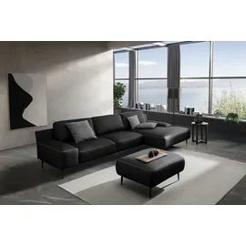 Designwerk Eckcouch Leder 3-Sitzer Schwarz
