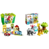 LEGO 10914 DUPLO Deluxe Steinebox, Lernspielzeug & 10971 DUPLO Wilde Tiere Afrikas Spielzeug-Set für Kleinkinder mit Tierfiguren und Spielmatte, Lernspielzeug ab 2 Jahre