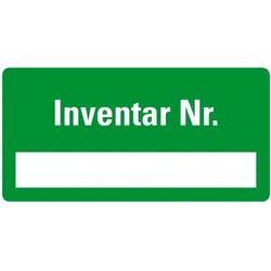 Inventaretikett Inventar Nr., einzeilig, grün, Dokumentenfolie, 40x20mm, 16/Bogen