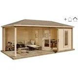 Alpholz Gartenhaus 5-Eck Liwa 6,14 x 3,17 m Braun