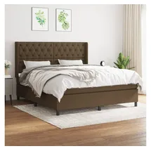 vidaXL Boxspringbett mit Matratze Dunkelbraun 160x200 cm Stoff